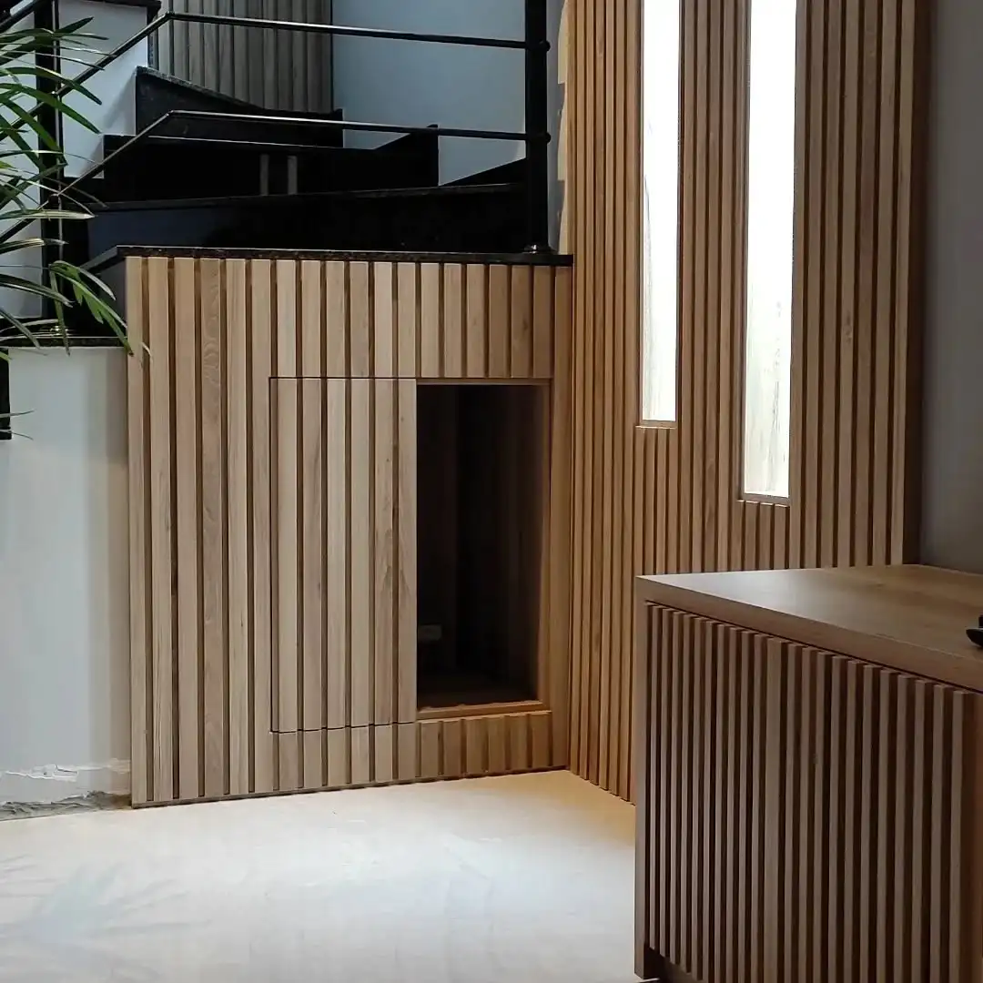 Imagem móveis de madeira ripada